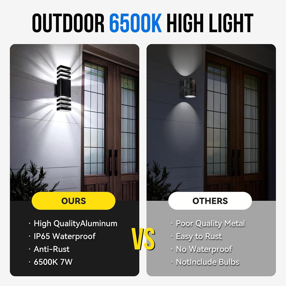 Outdoor Wall Light Fixtures, Up and Down Exterior Lighting Fixtures, Black Wa...