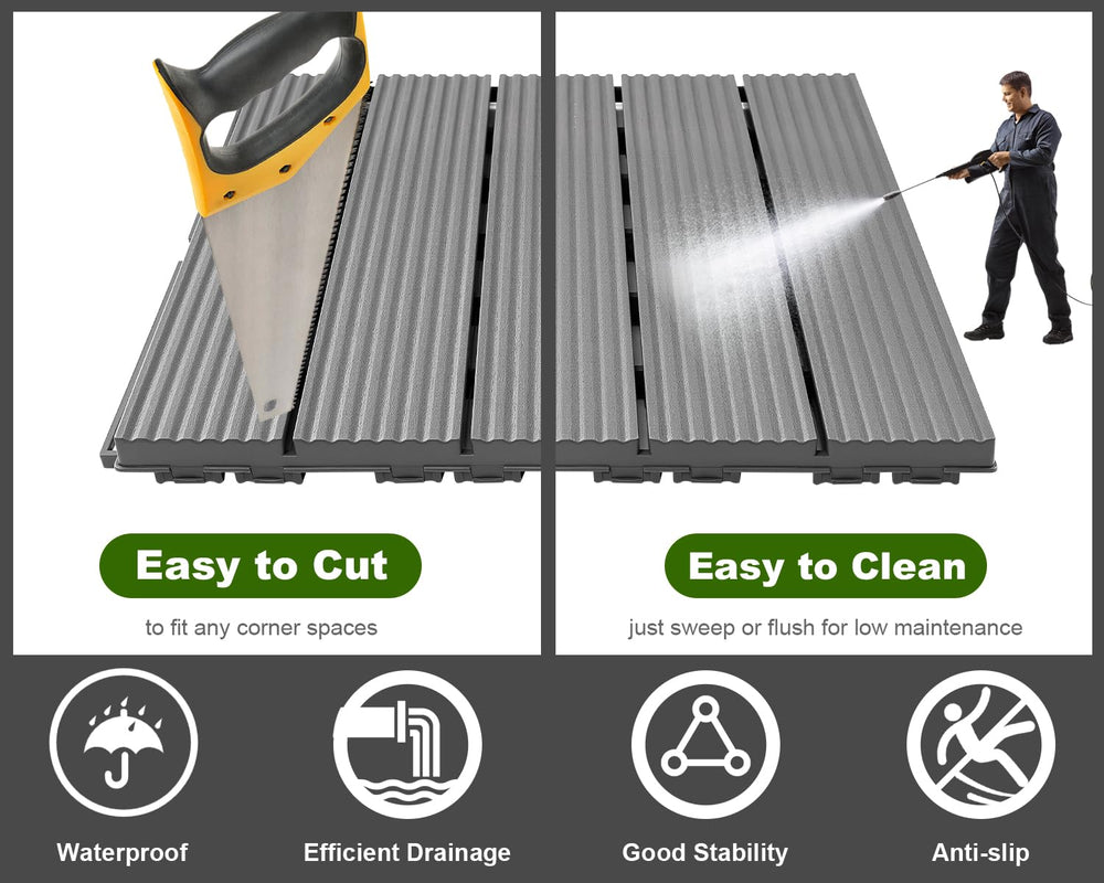 PrimeZone 36 PCS Plastic Interlocking Patio Deck Tiles Outdoor All Weather