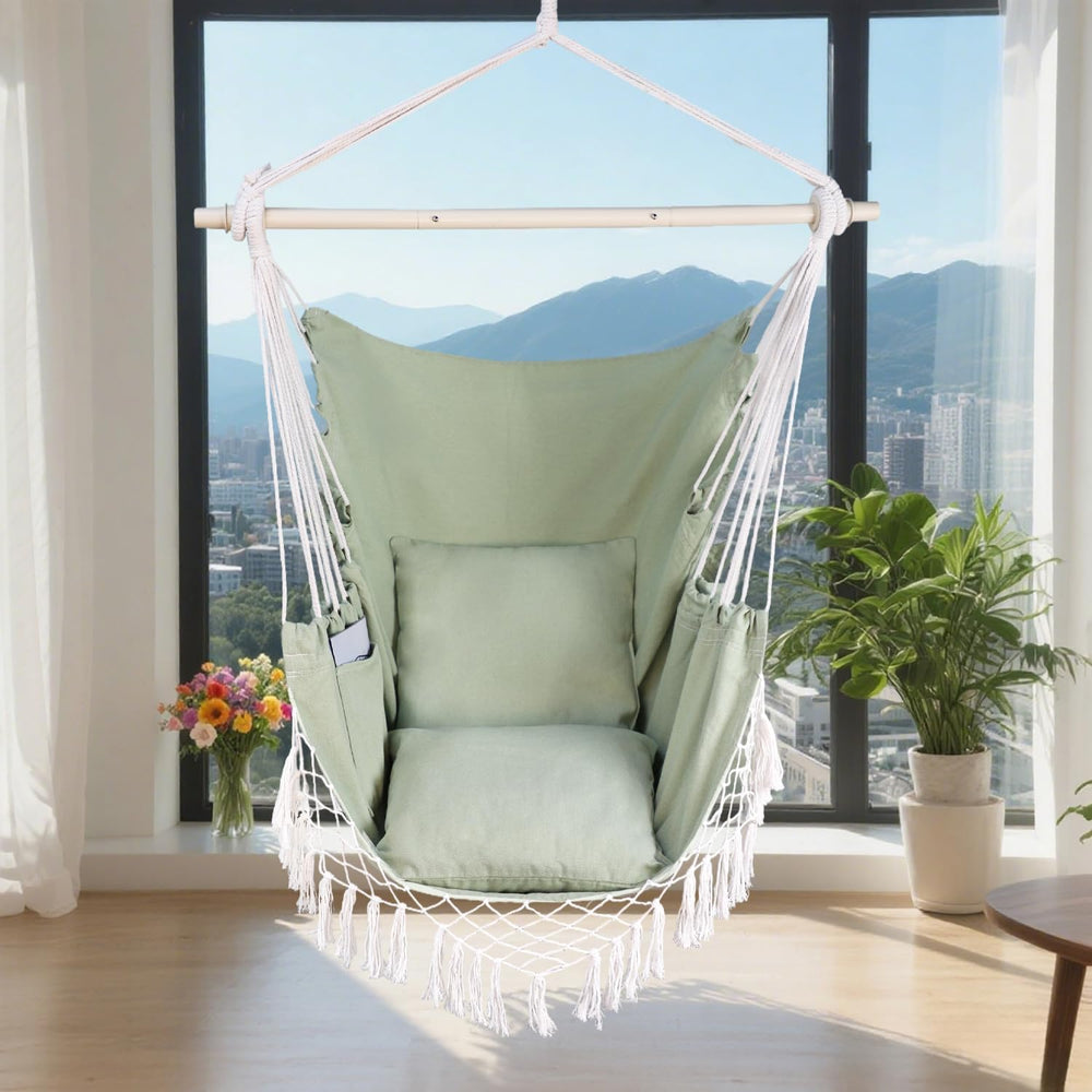 Hammock Chair Hanging Rope Swing Chair,Max 450 Lbs, Large Hanging Chair with ...