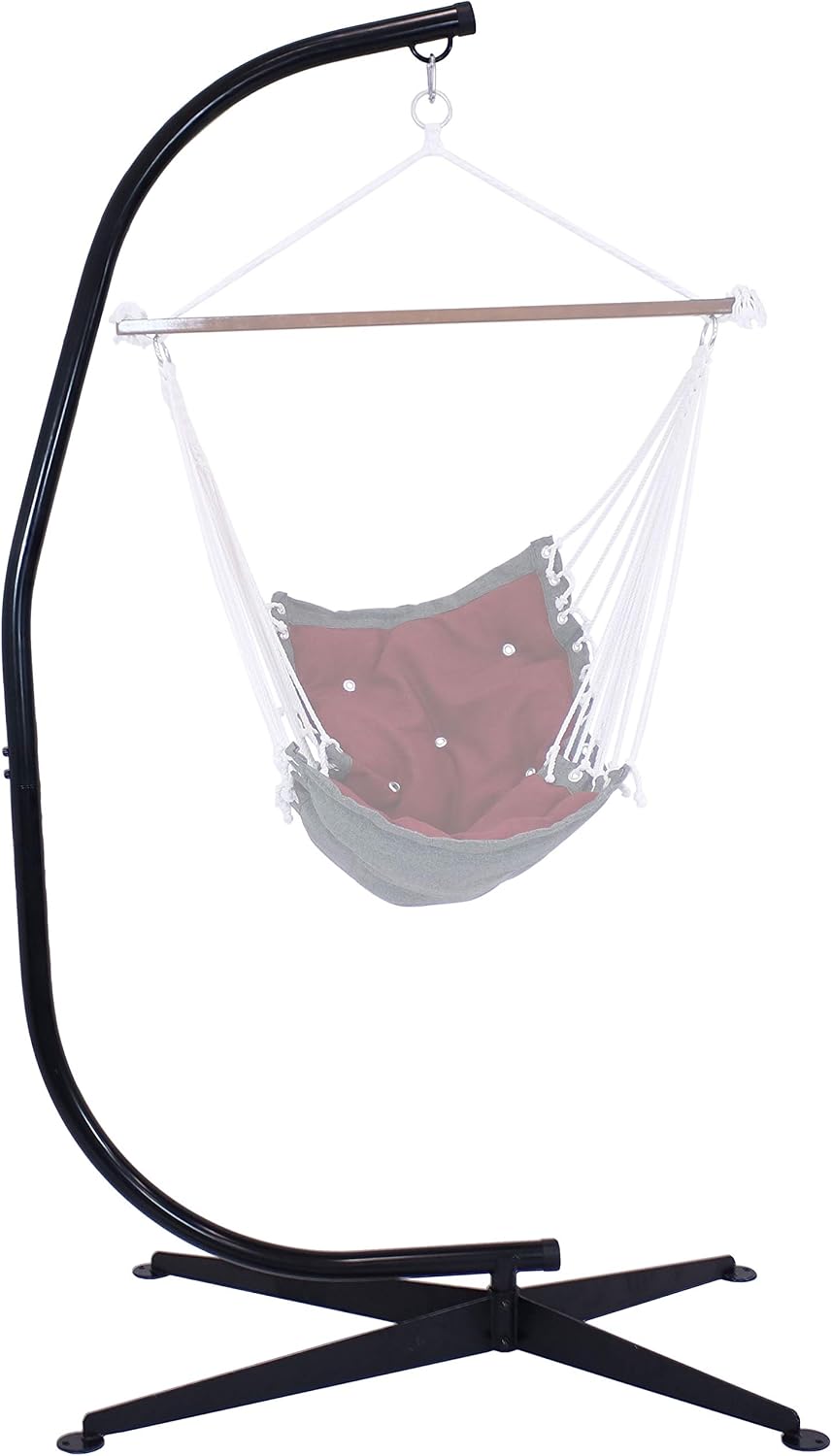 Sunnydaze Steel C-Stand for Hanging Hammock Chair, Black