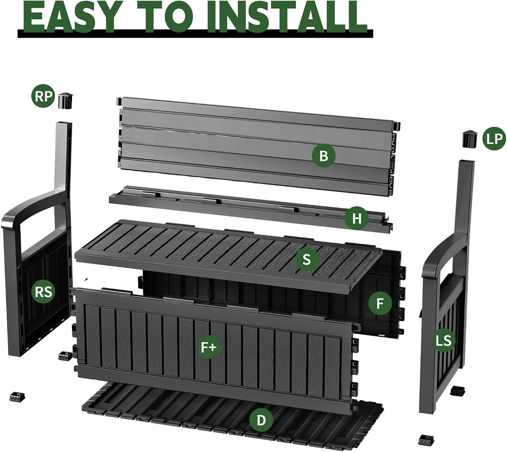 80 Gallon Outdoor Storage Bench,Waterproof Resin Deck Box with Seat