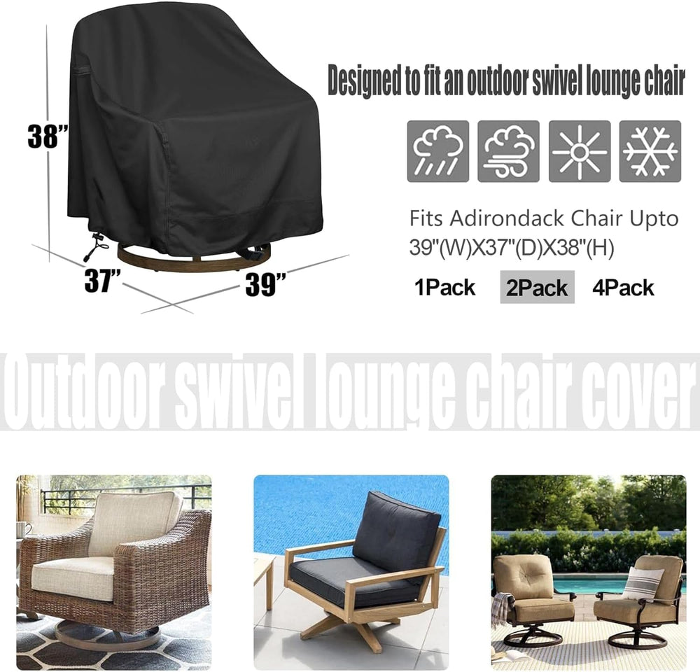 Outdoor Swivel Lounge Chair Cover 2 Pack, Waterproof 420D Patio Chair Cover