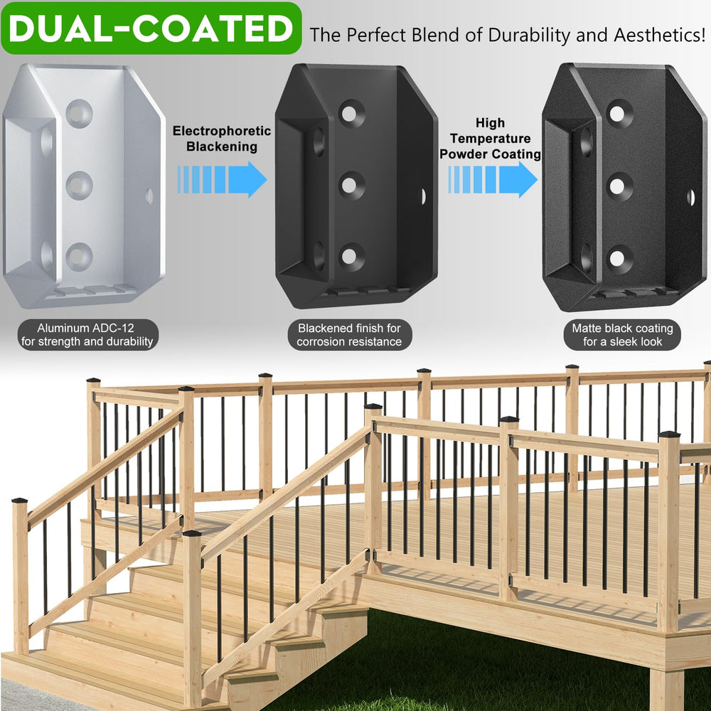20 Pcs Heavy Duty ADC-12 Aluminum Deck Railing Brackets for 2x4 (Actual 1 ½&q...
