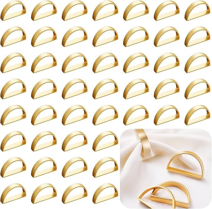 Set of 100 Napkin Rings Metal Gold Semicircle Napkin Ring, Napkin Rings Bulk ...