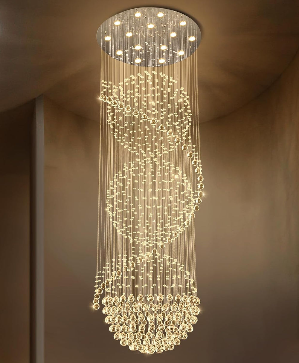 D40'' x H120'' Crystal Chandelier for Entryway High Ceiling C...