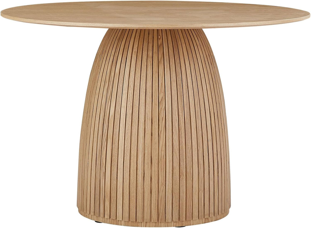 LUMISOL Round Dining Table for 4-6 People, Modern Kitchen Table with Fluted D...