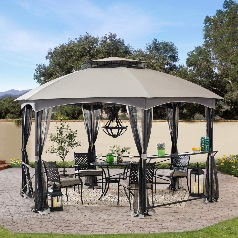 Sunjoy 15x15 ft. Soft Top Gazebo, Hexagon Steel Framed Patio Outdoor Backyard...
