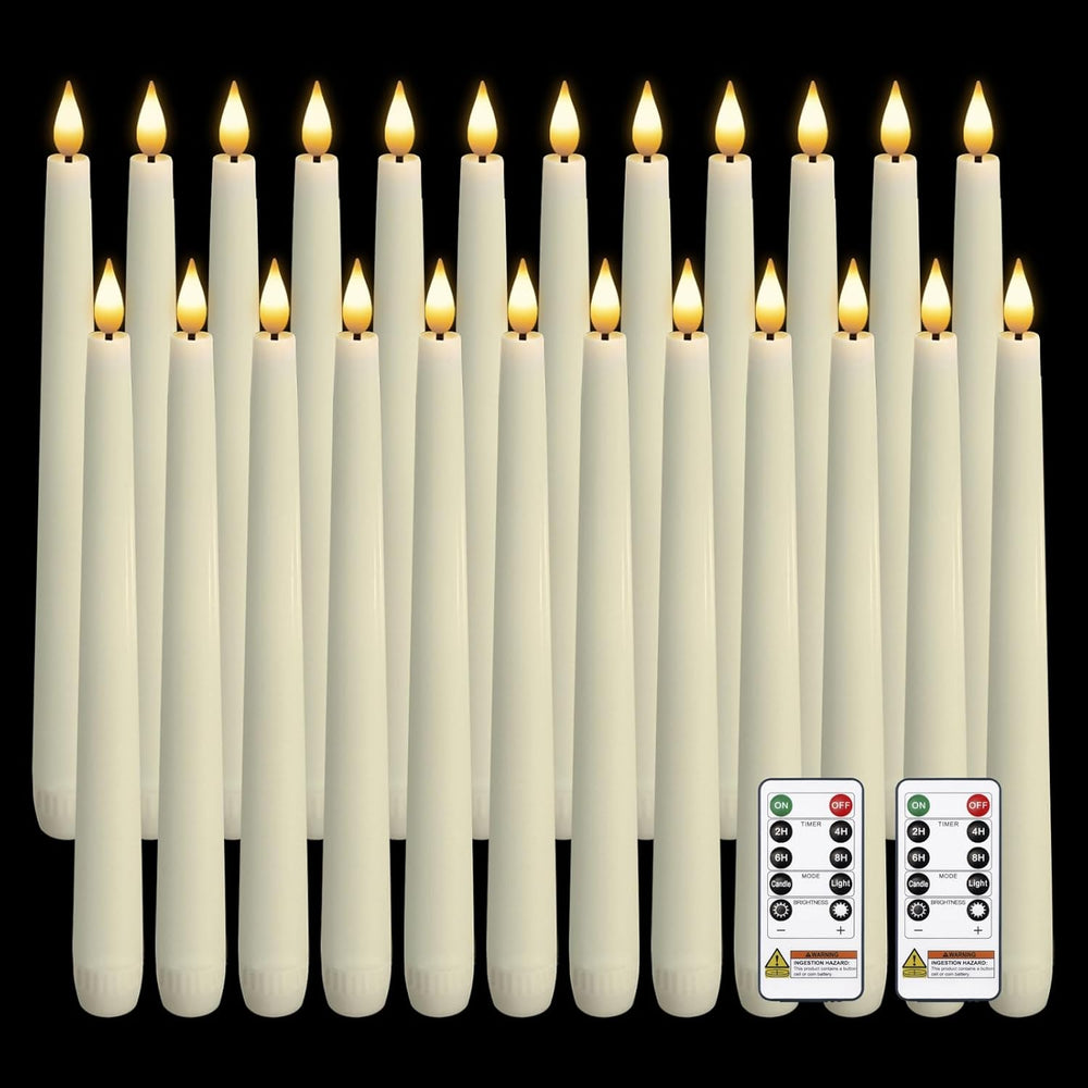 Homemory 24 Pcs Waxy Flameless Taper Candles with Remote, Led Flameless Candl...