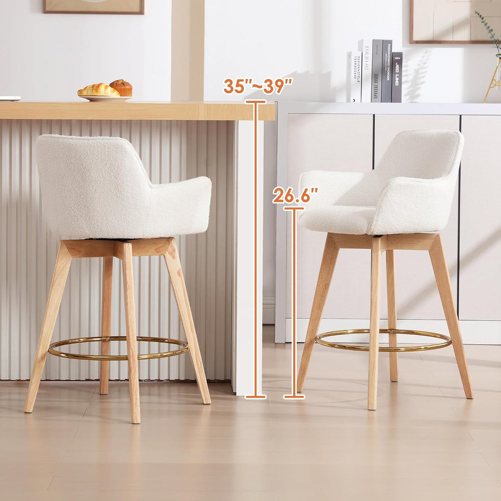 ONEVOG Boucle 26" Counter Height Bar Stools Set of 4, Swivel Modern Kitc...