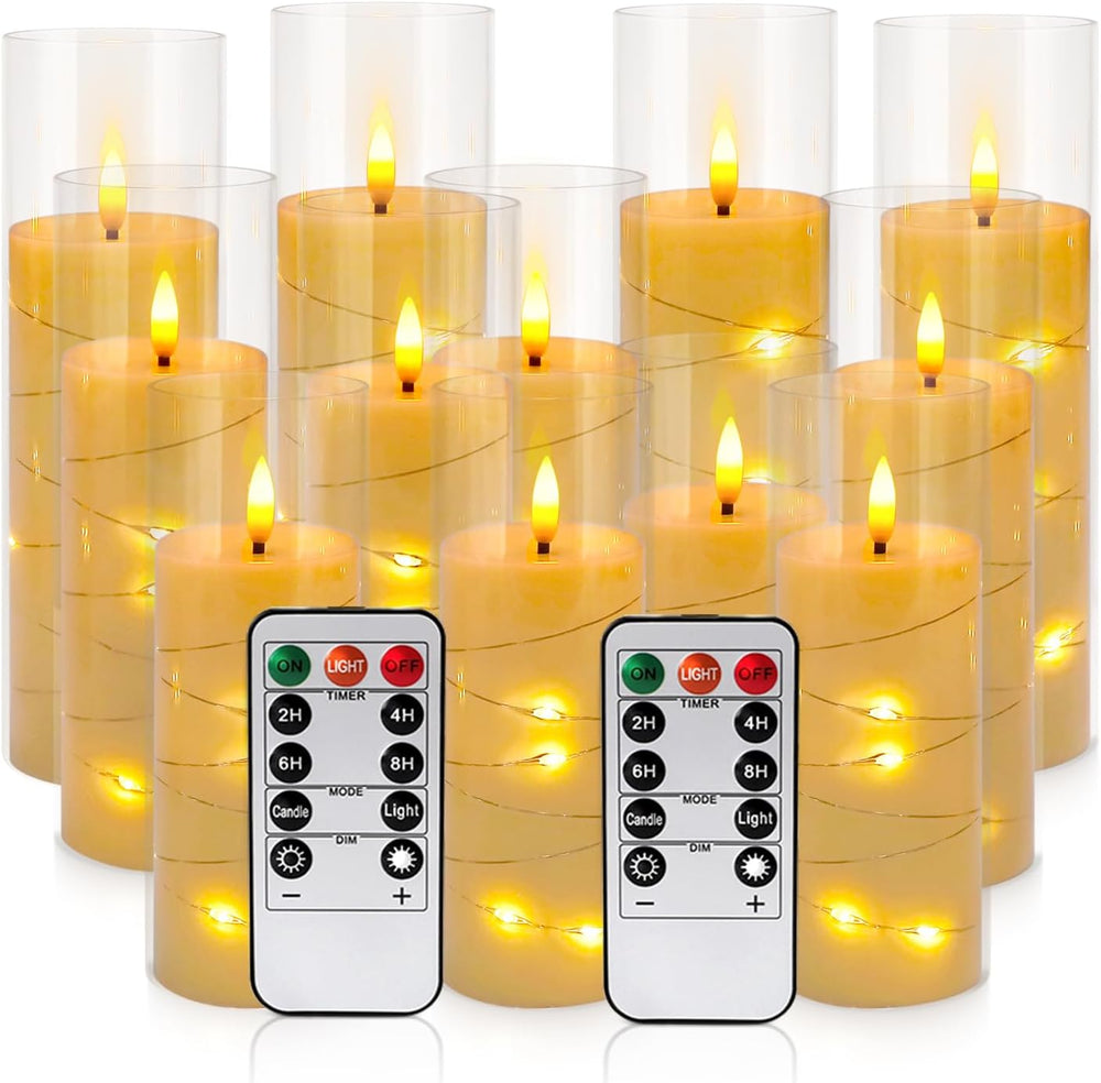 YOROXRG Flickering Flameless Candles Battery Operated with Remote,Led Pillar ...