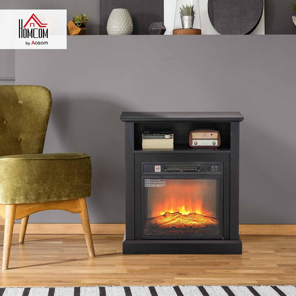 HOMCOM 27" Freestanding Electric Fireplace with Mantel Surround Black