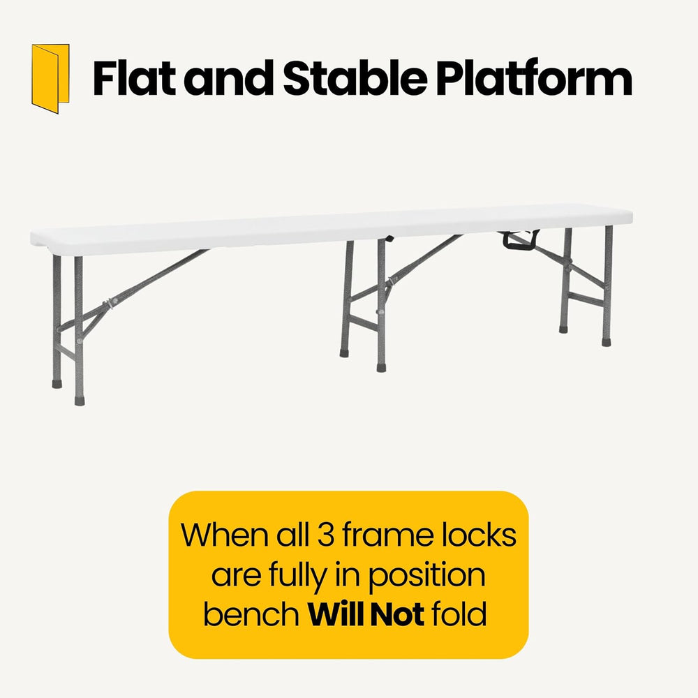 BTEXPERT Set of 2, 6 feet Plastic Folding Bench Indoor Outdoor Portable Picni...
