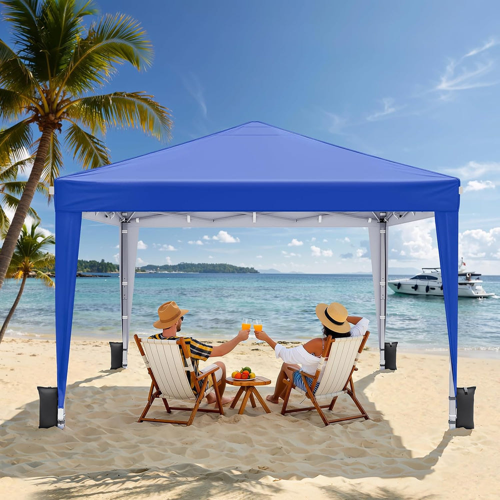 10x10 Pop Up Canopy Tent with Sidewalls, Portable Shelter,Blue