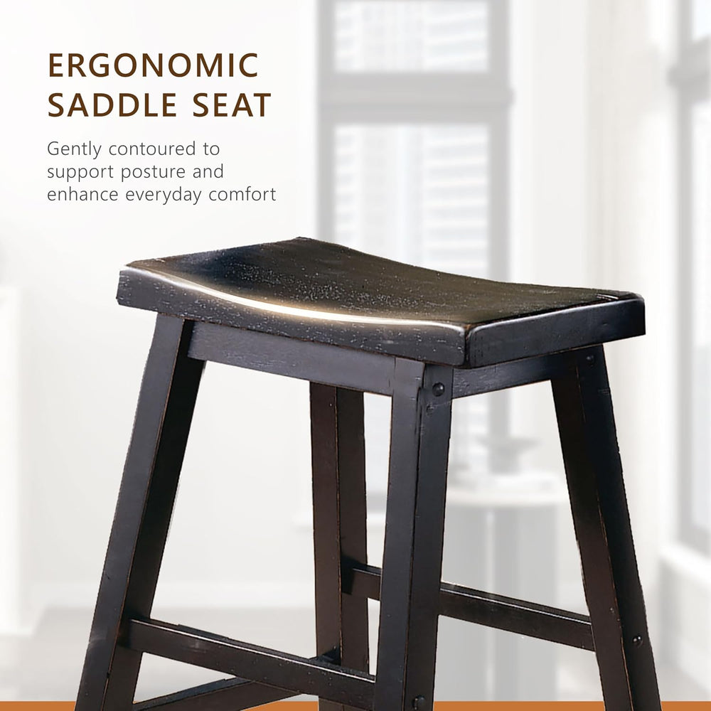 Homelegance Saddleback Solid Wood Kitchen Height Bar Stool Set Of 2 - Saddle ...