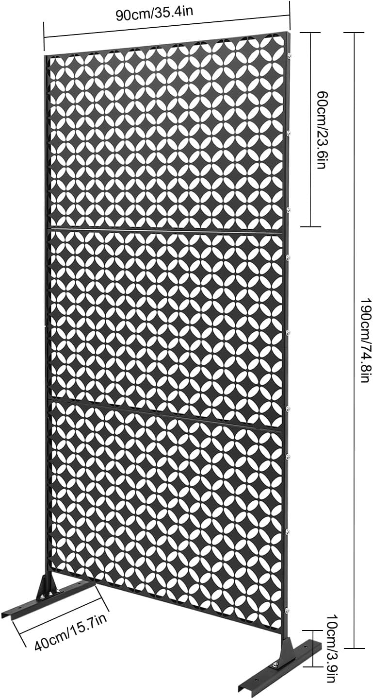 Outdoor Privacy Screen, 3 ft W x 6 ft H Metal Decoative Privacy Screen Panel ...
