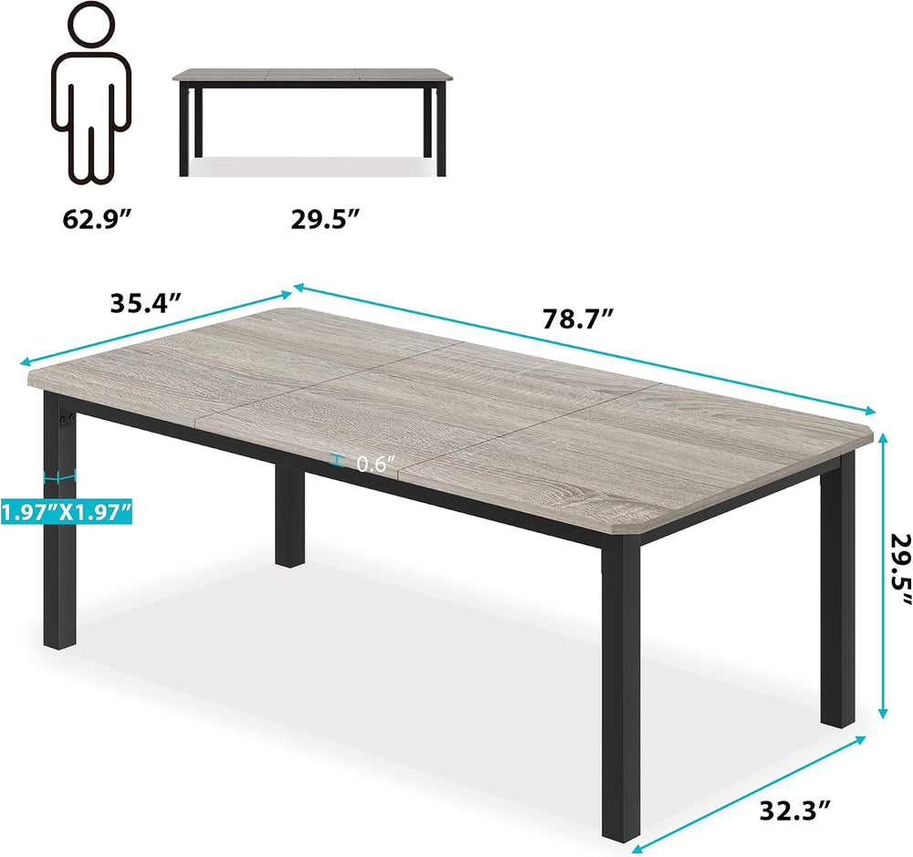 Garvee 78.7" Dining Table for 8-10 People, Grey Kitchen Tables (Only Table)