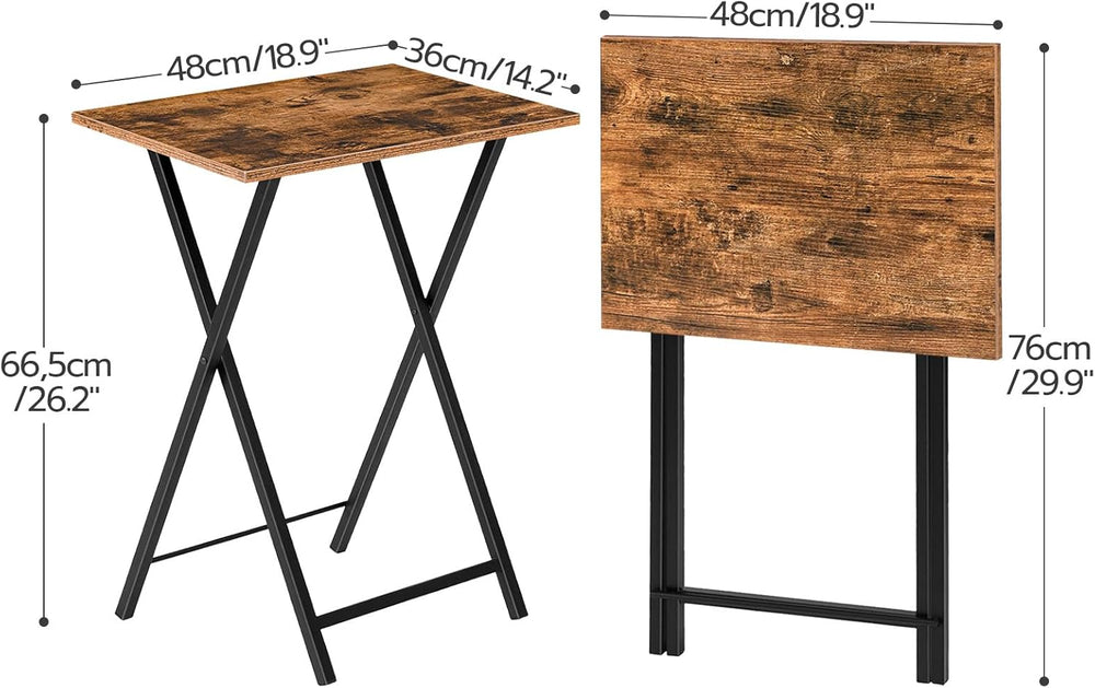 HOOBRO Folding TV Tray Tables, Set of 2 Side Table for Small Space, Industria...