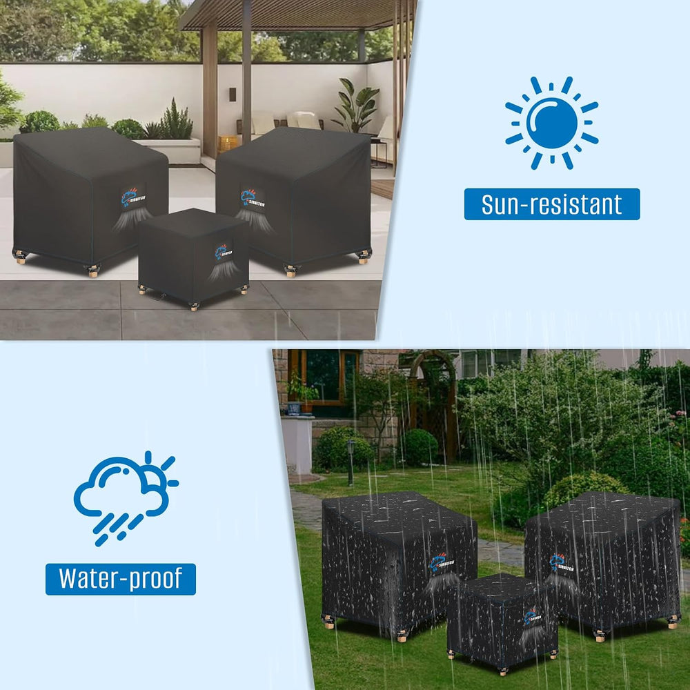 SIRUITON 3 Piece Outdoor Veranda Patio Garden Furniture Cover Set with 420D D...