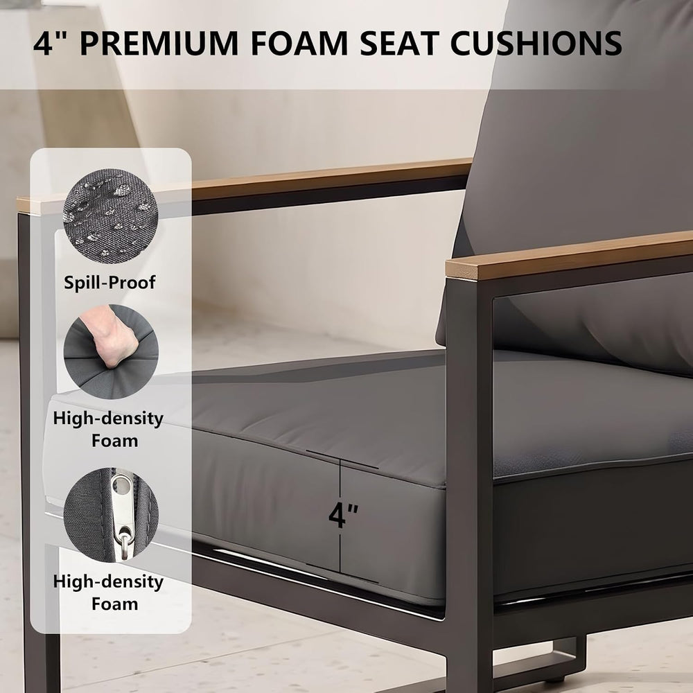 Modern Patio Furniture Set, 4 Pieces Outdoor Conversation Set