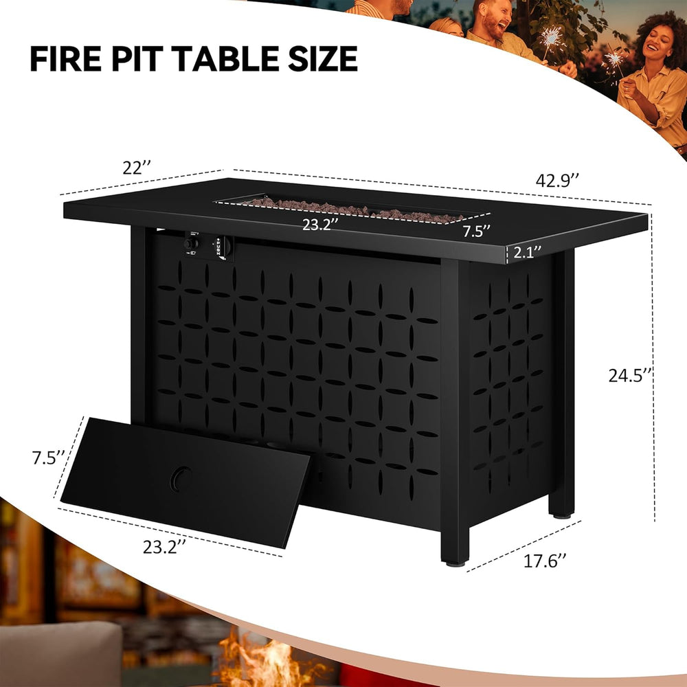 Vongrasig 43" Propane Fire Pit for Outside, 50,000 BTU Outdoor Gas Fire ...