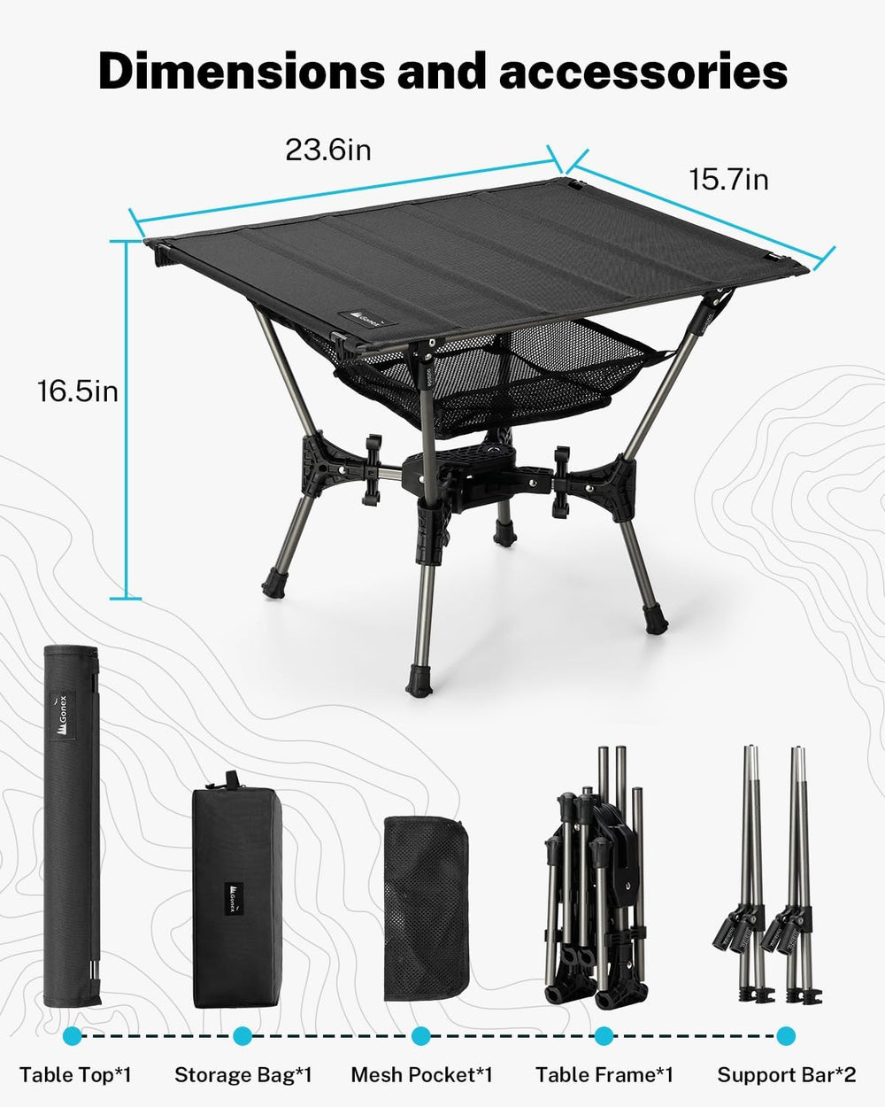 Gonex Portable Camping Table, Lightweight Foldable Camp Side Table