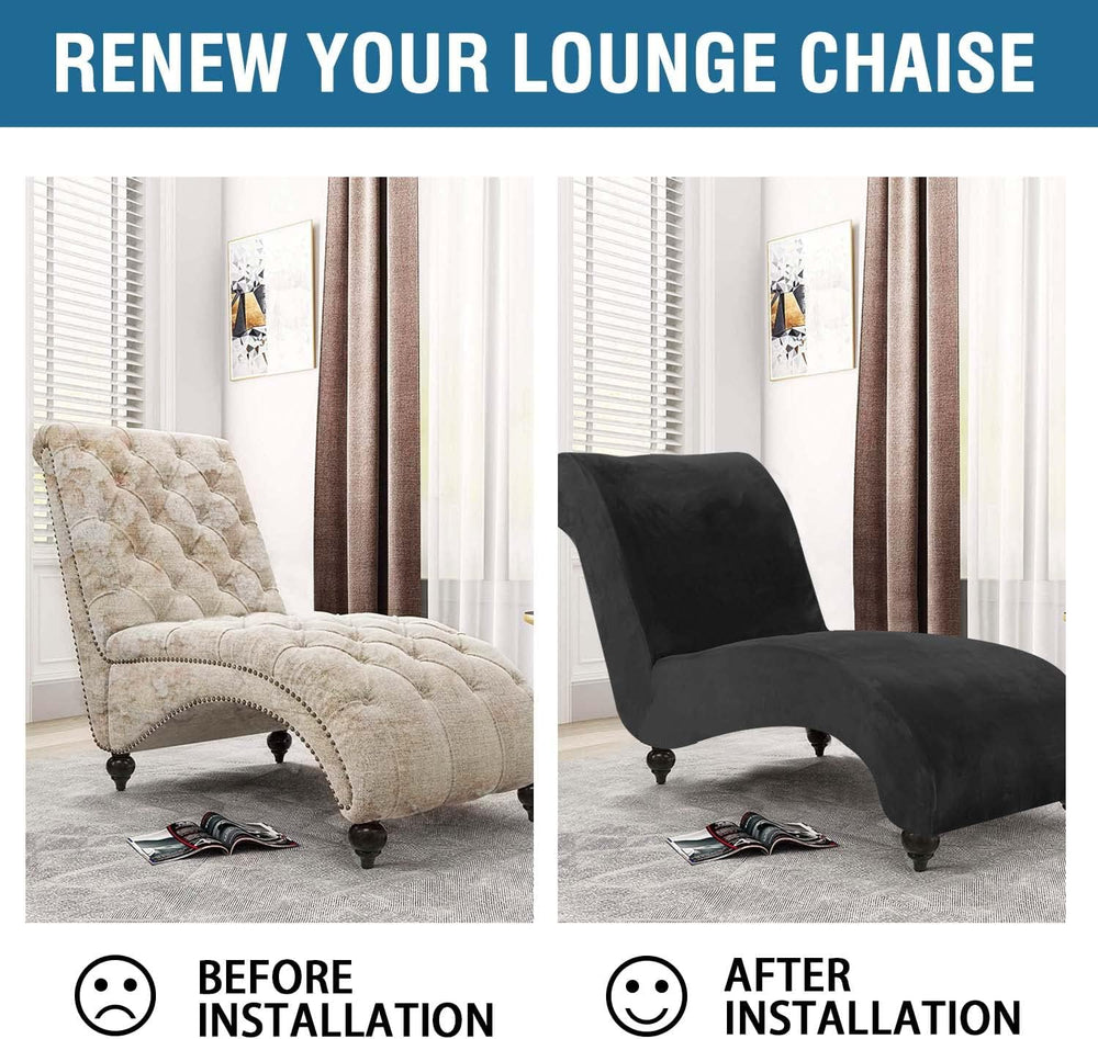 H.VERSAILTEX Chaise Lounge Cover Indoor Velvet Chaise Slipcover High Stretch ...