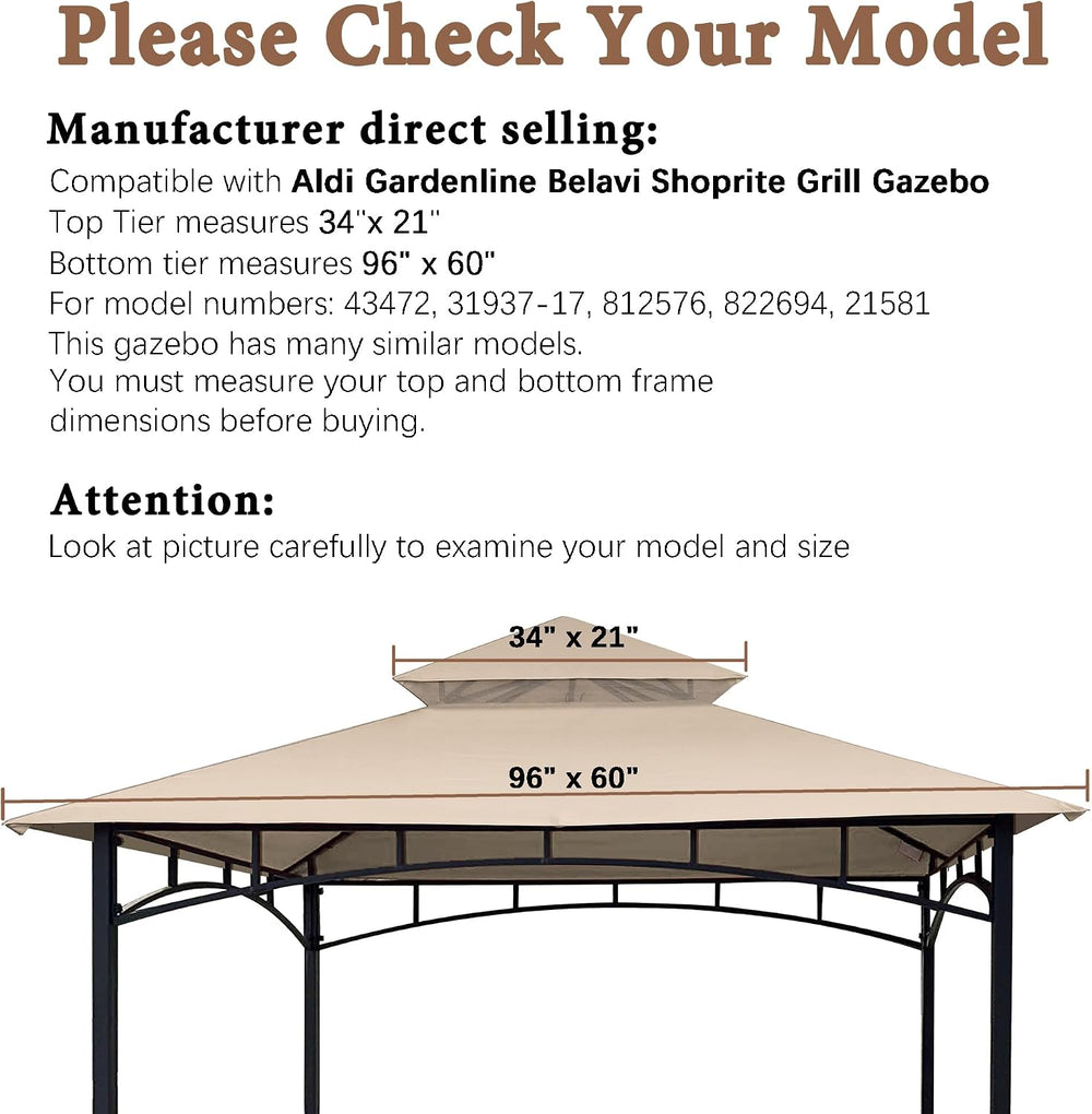 SCOCANOPY Cover Fit for Aldi Gardenline Belavi Shoprite Grill Gazebo