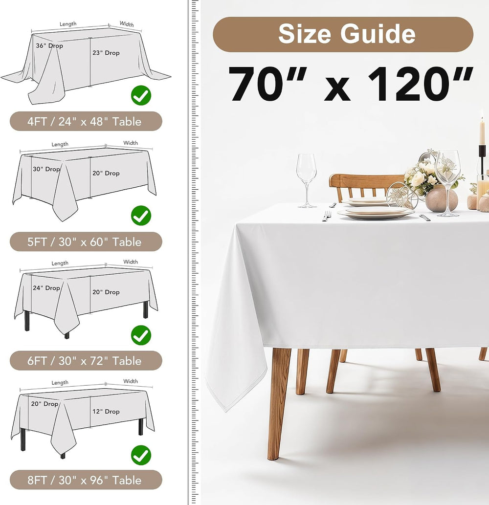 Fitable 6 Pack Sage Green Tablecloths for Rectangle Tables, 70 x 120 Inch