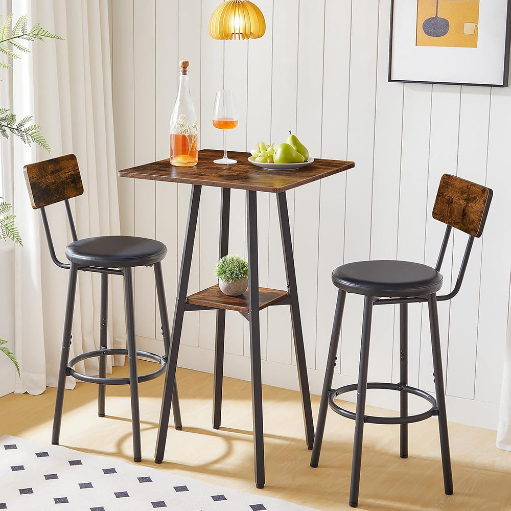 HOOBRO Bar Table, 2-Tier High Top Pub Table, Counter Height Table with Storag...