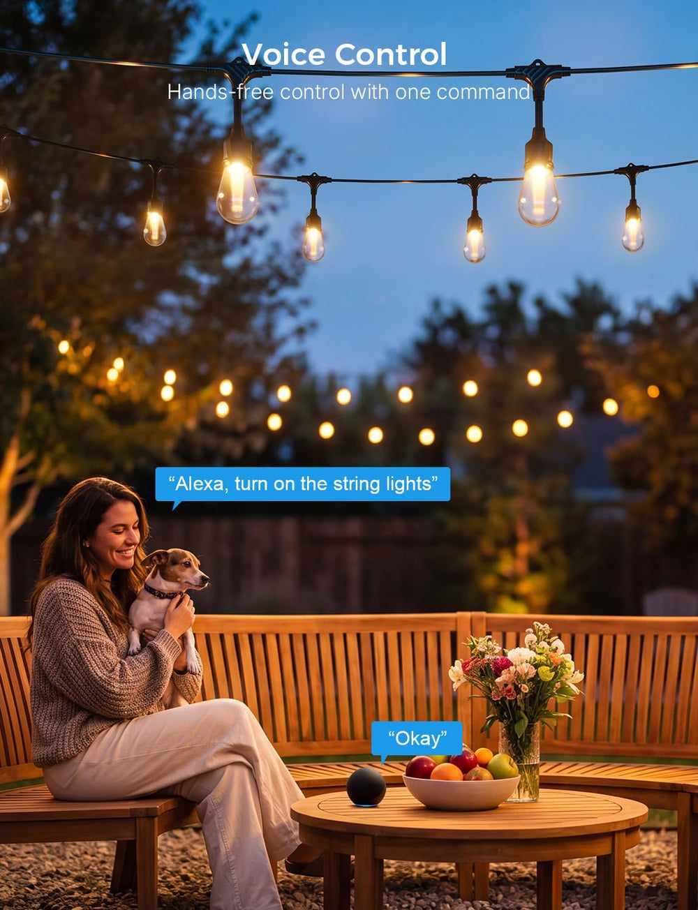 XMCOSY+ Smart Outdoor String Lights 72.5FT, LED Patio Lights App Control