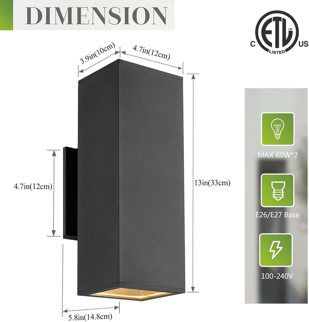 harriet Porch Lights Outdoor Modern - IP64 Waterproof Aluminum and Tempered G...