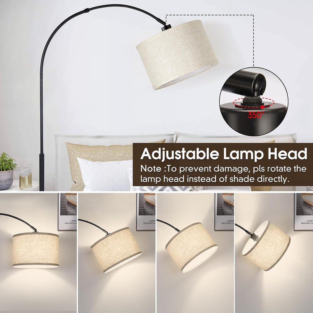Dimmable Floor Lamp, Arc Floor Lamp with Dimmer, Black Standing Lamp with Adj...