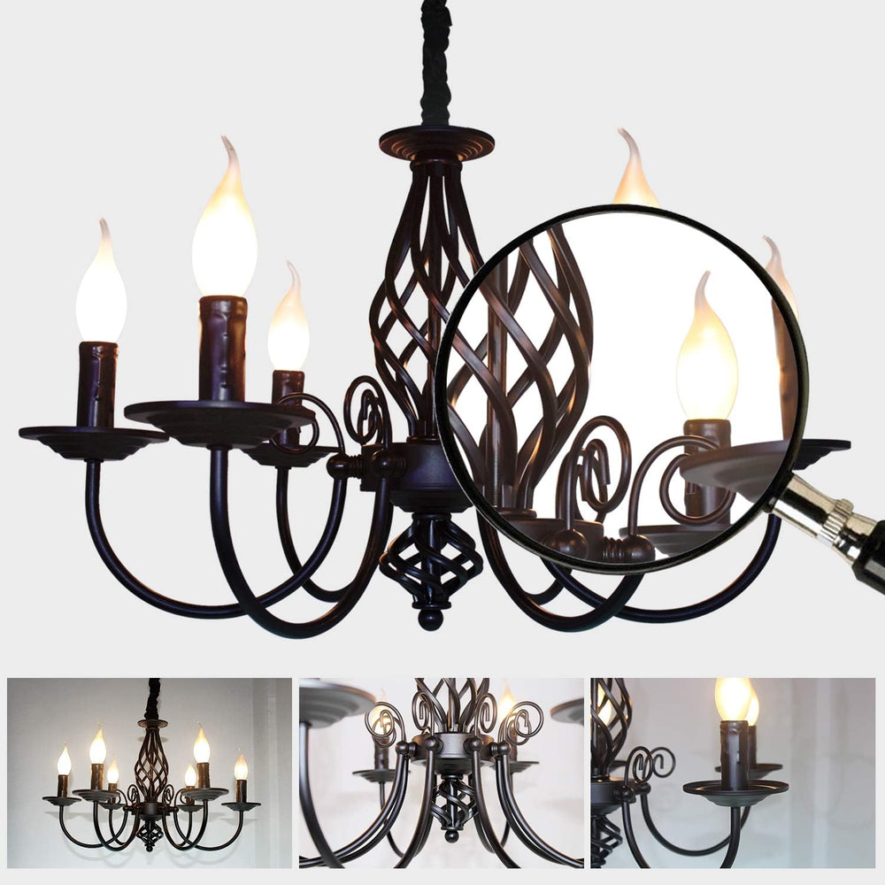 Jaycomey Black Chandelier, 6-Light Farmhouse Candle Light for Dining Room