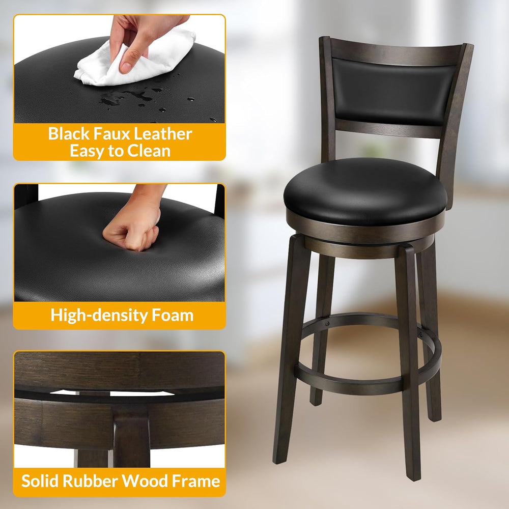 PrimeZone Swivel Bar Stools Set of 8, 24 Inch Counter Height Barstools