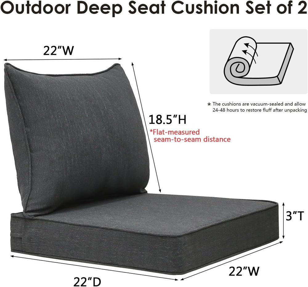 Unimatta Outdoor Patio Chair Cushions Set, 22" x 22", Set of 2, Wat...