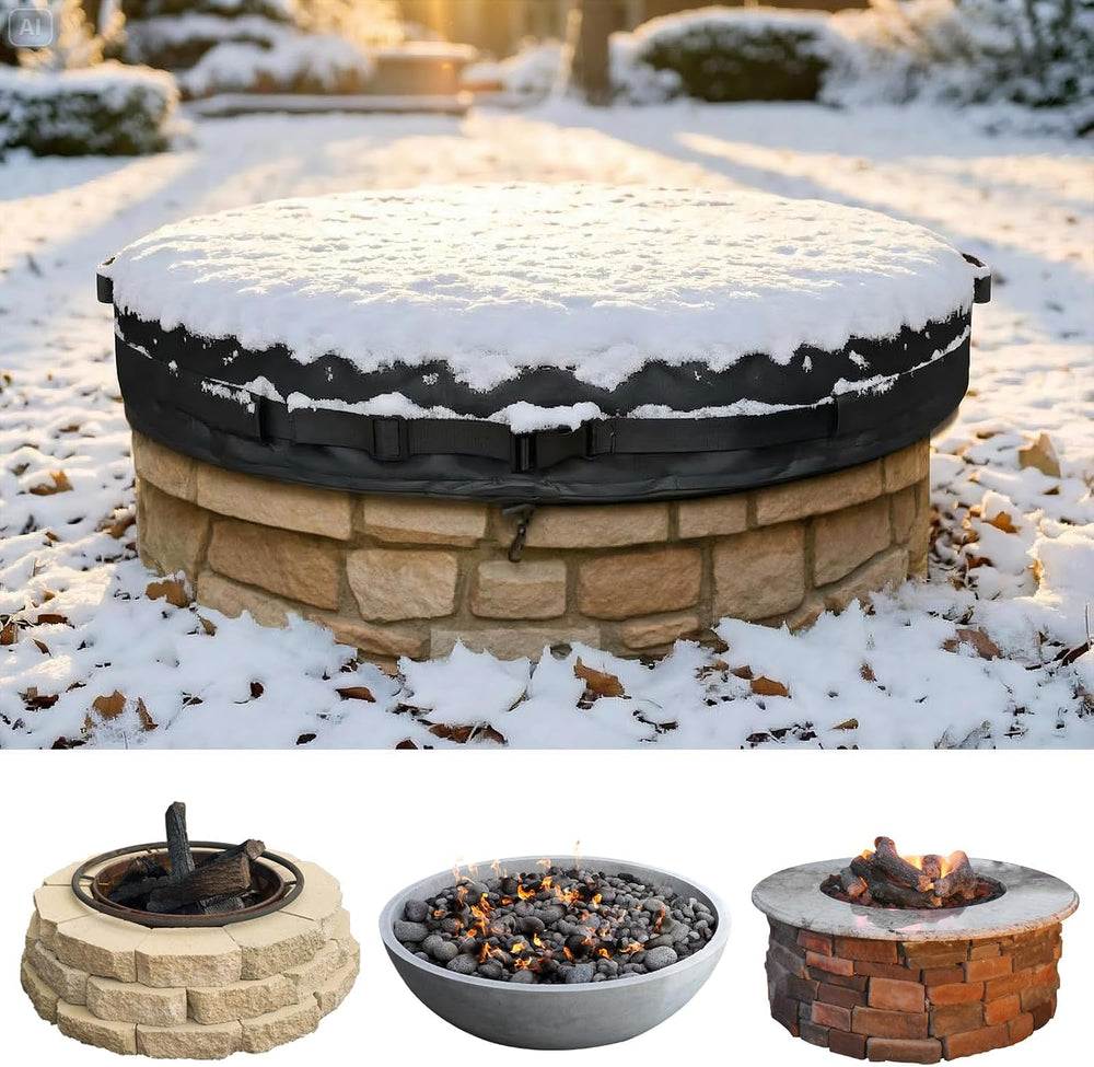 51-74.8" Round Fire Pit Cover Heavy Duty 600D Oxford Waterproof Outdoor ...