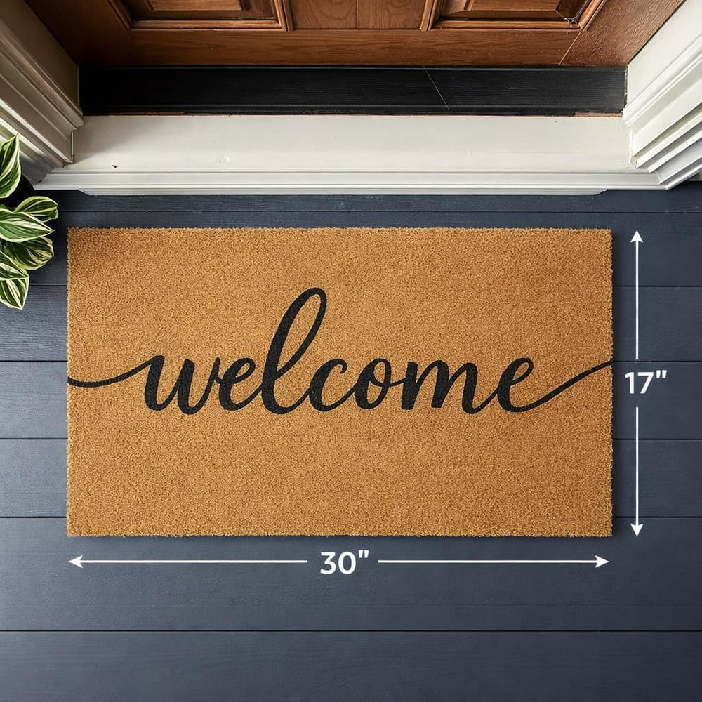 Casafoyer Natural Coir Front Door Mat 30 x 17 in, Non-Slip Indoor Outdoor Wel...