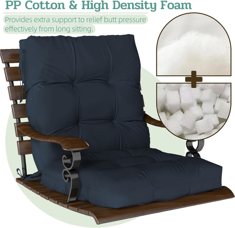 Outdoor Chair Cushions 42x21x4 Inch Set of 2, Dark Blue