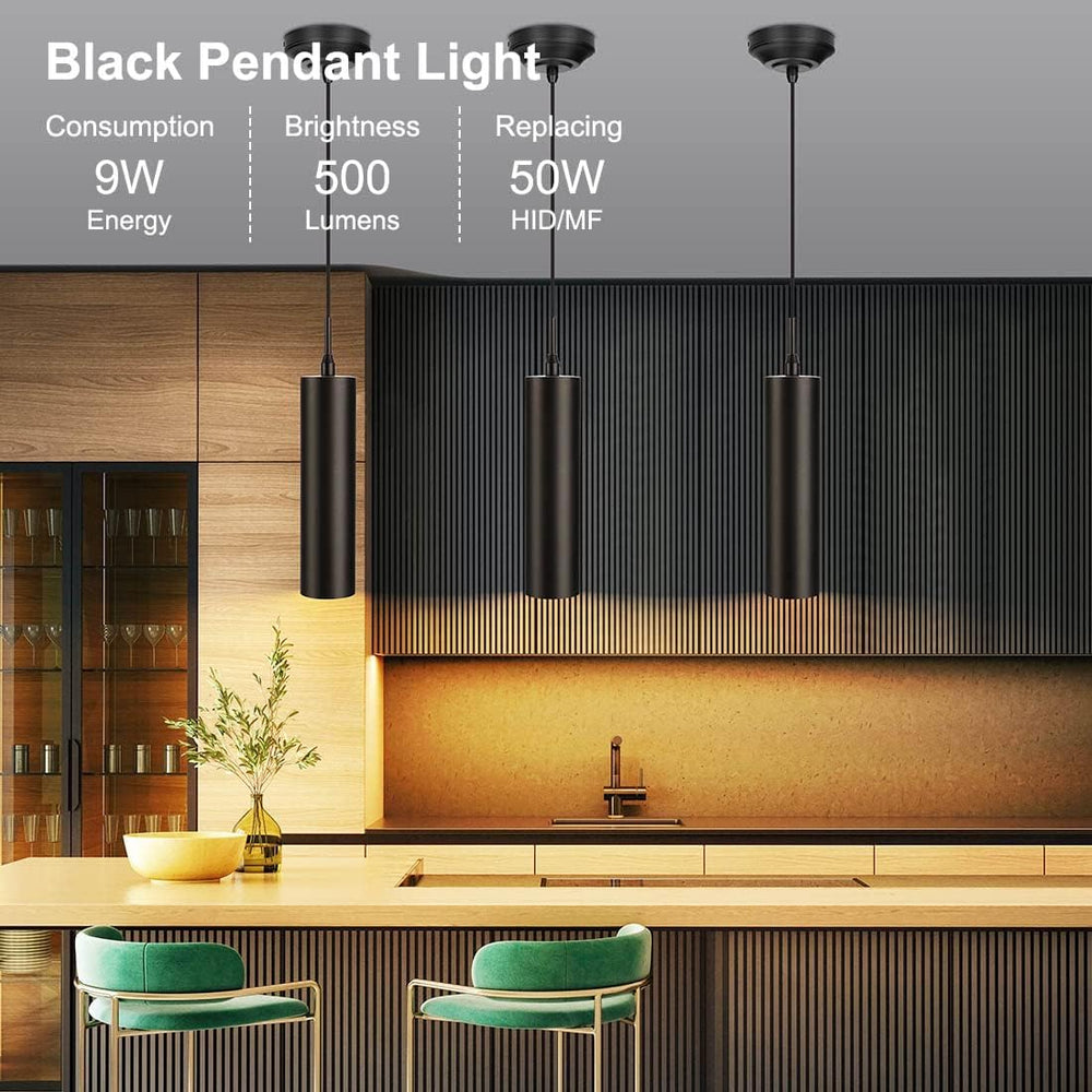 DAKASON Black Pendant Light, LED Modern Pendant Light Fixture for Kitchen Isl...