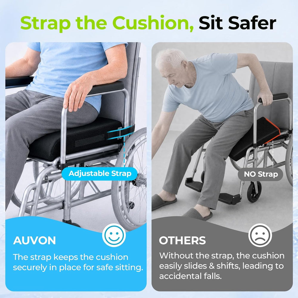 AUVON Gel Wheelchair Seat Cushion with Waterproof Cover for Pressure Sore &am...