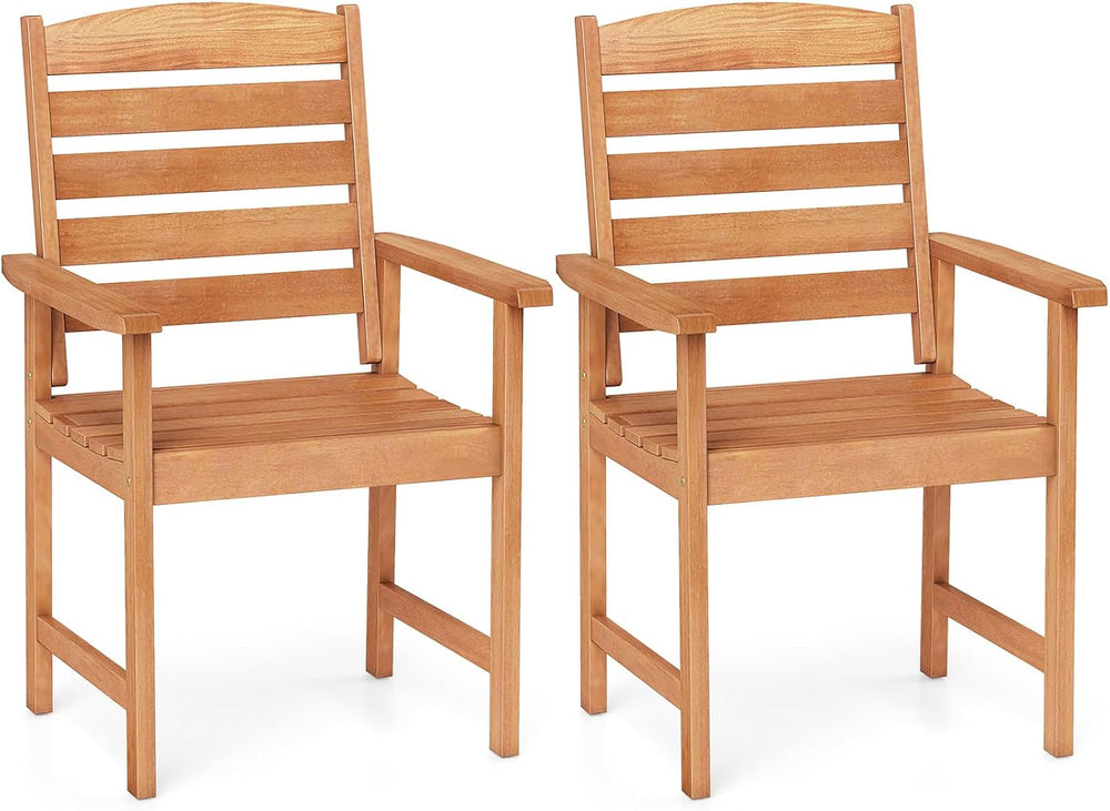 Tangkula Wood Patio Dining Chairs Set of 2, Wooden Outdoor Dining Chairs with...
