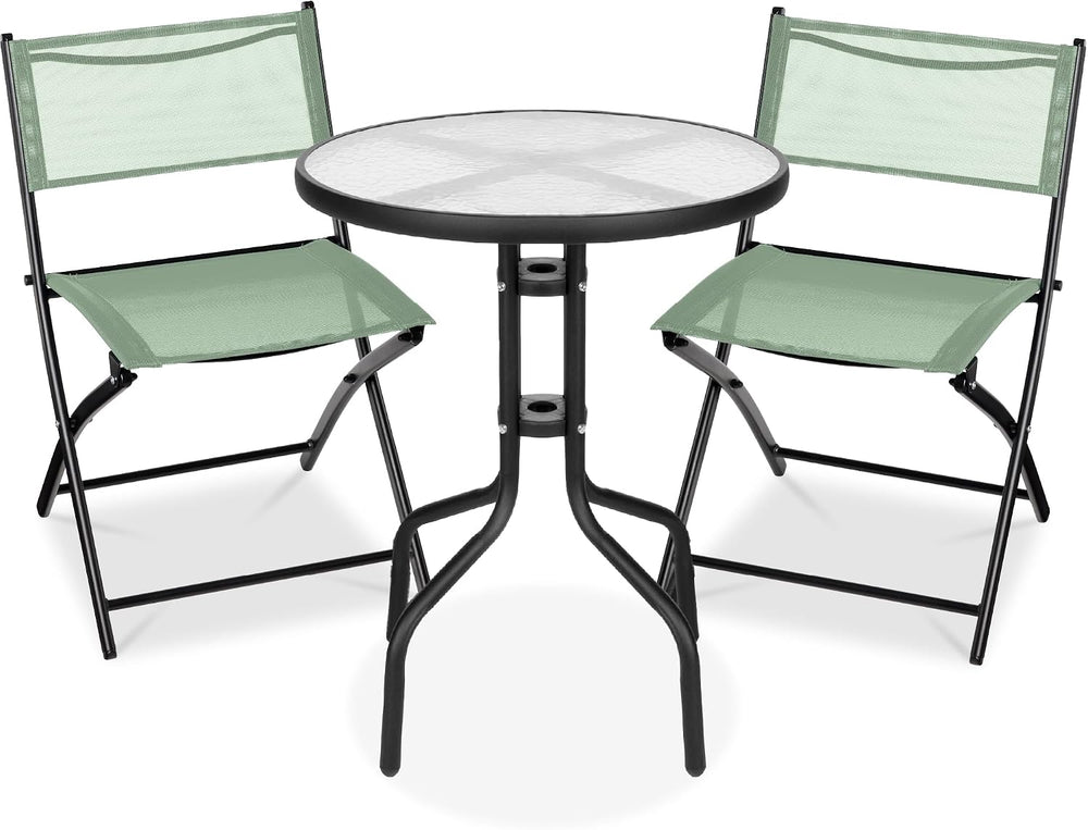 Best Choice Products 3-Piece Patio Bistro Dining Furniture Set w/Textured Gla...