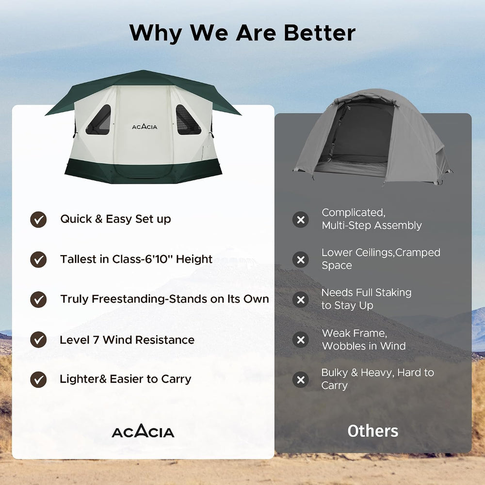 Space Acacia Lite Camping Tent, Pop Up Tents for Camping, Lightweight & D...