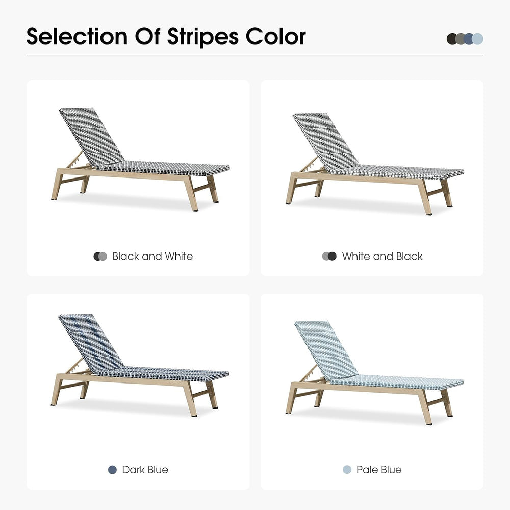 PURPLE LEAF Oversize Outdoor Chaise Lounge Set of 2 Champagne Frame, White
