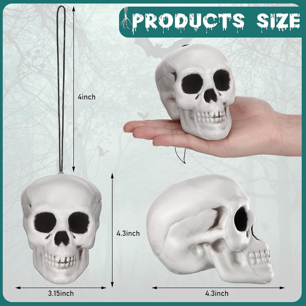 Lenwen 12 Pcs Skull Halloween Hanging Tree Ornaments, 4.3x4.3x3.15''