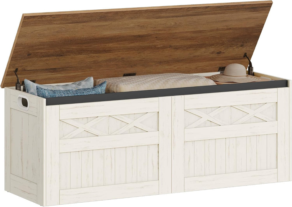 Hzuaneri 47" Farmhouse Storage Chest and Bench | 59 Gal | 330lb Seat