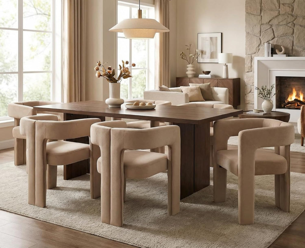 CIMOTA Modern Barrel Dining Chairs Set of 6, Velvet Fabric Upholstered Accent...