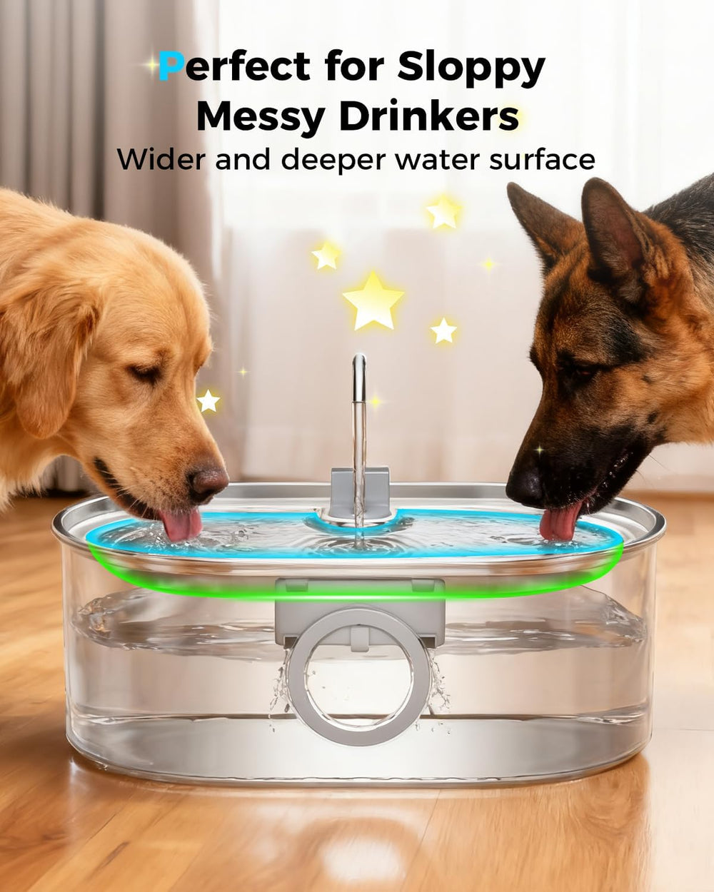 4.2Gal Extra Large Dog Water Fountain, 16L Stainless Steel Pet Water Fountain...