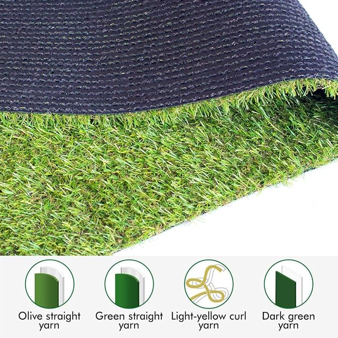 Artificial Grass Outdoor Rug, 3FT x 5FT (15 Square Feet) 0.8 inch Realistic F...