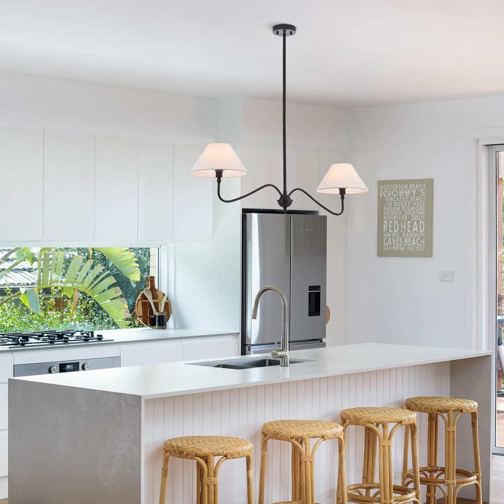 Modern Linear Chandelier for Kitchen Island, 2-Light Linear Light Fixture wit...